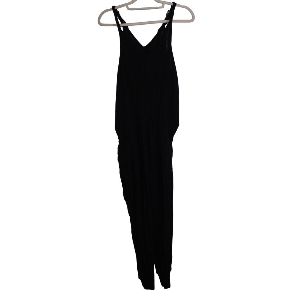 Michael Stars Black Tank Jumpsuit With waist Tie, Pockets, Back Tie Size M